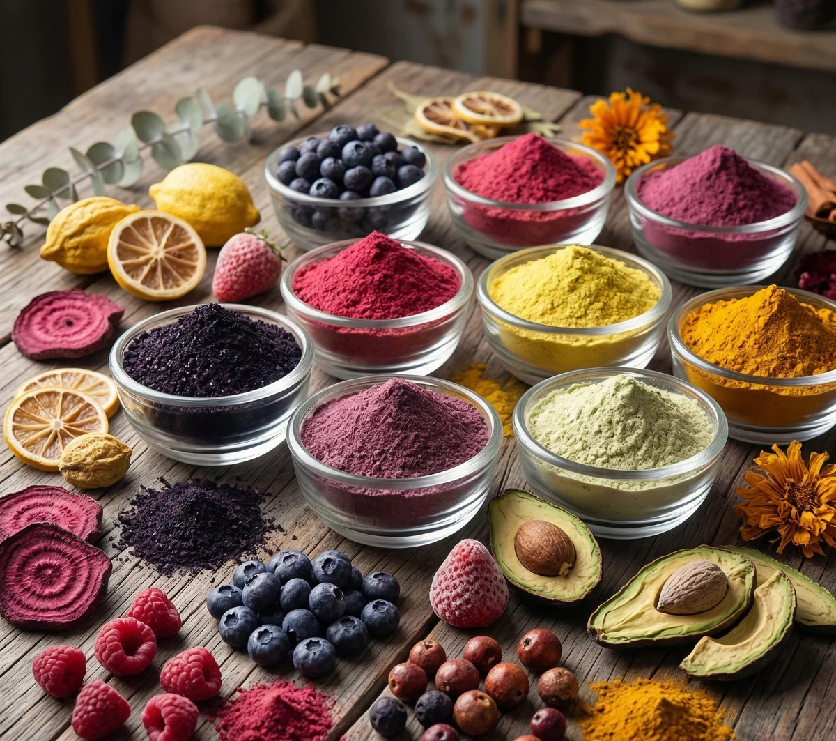 Colorful fruit powders for supplement formulations